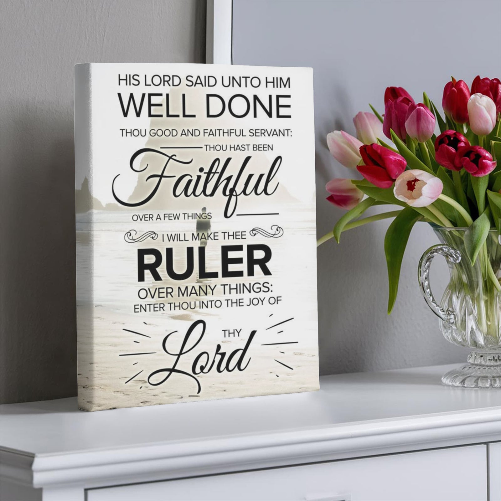 Scripture Walls Faithful Servant Matthew 25:21 Bible Verse Canvas Christian Wall Art Ready to Hang Unframed-Express Your Love Gifts