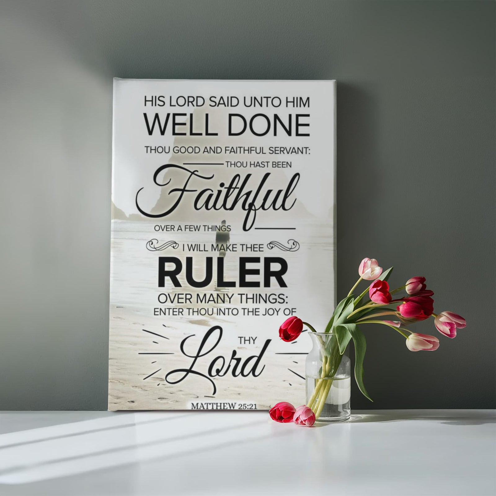 Scripture Walls Faithful Servant Matthew 25:21 Bible Verse Canvas Christian Wall Art Ready to Hang Unframed-Express Your Love Gifts