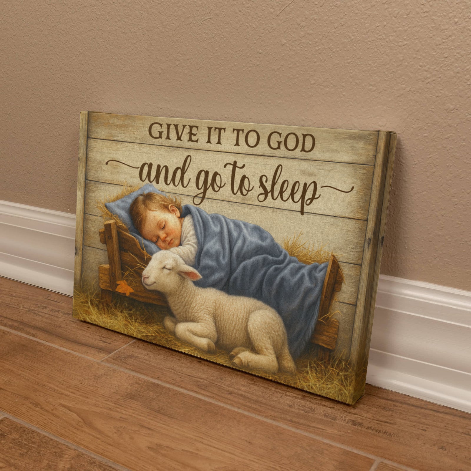 Give it to God and go to Sleep Motivation Wall Decor for Home Office Gym Inspiring Success Quote Print Ready to Hang-Express Your Love Gifts