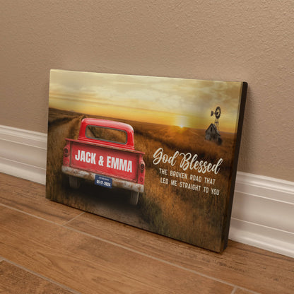 Personalized God Bless The Broken Road Custom Canvas Wall Art-Express Your Love Gifts