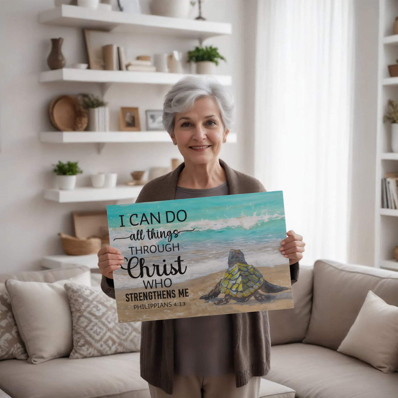 Scripture Walls Christ Strengthens Me Philippians 4:13 Christian Wall Art Print Ready to Hang Unframed-Express Your Love Gifts