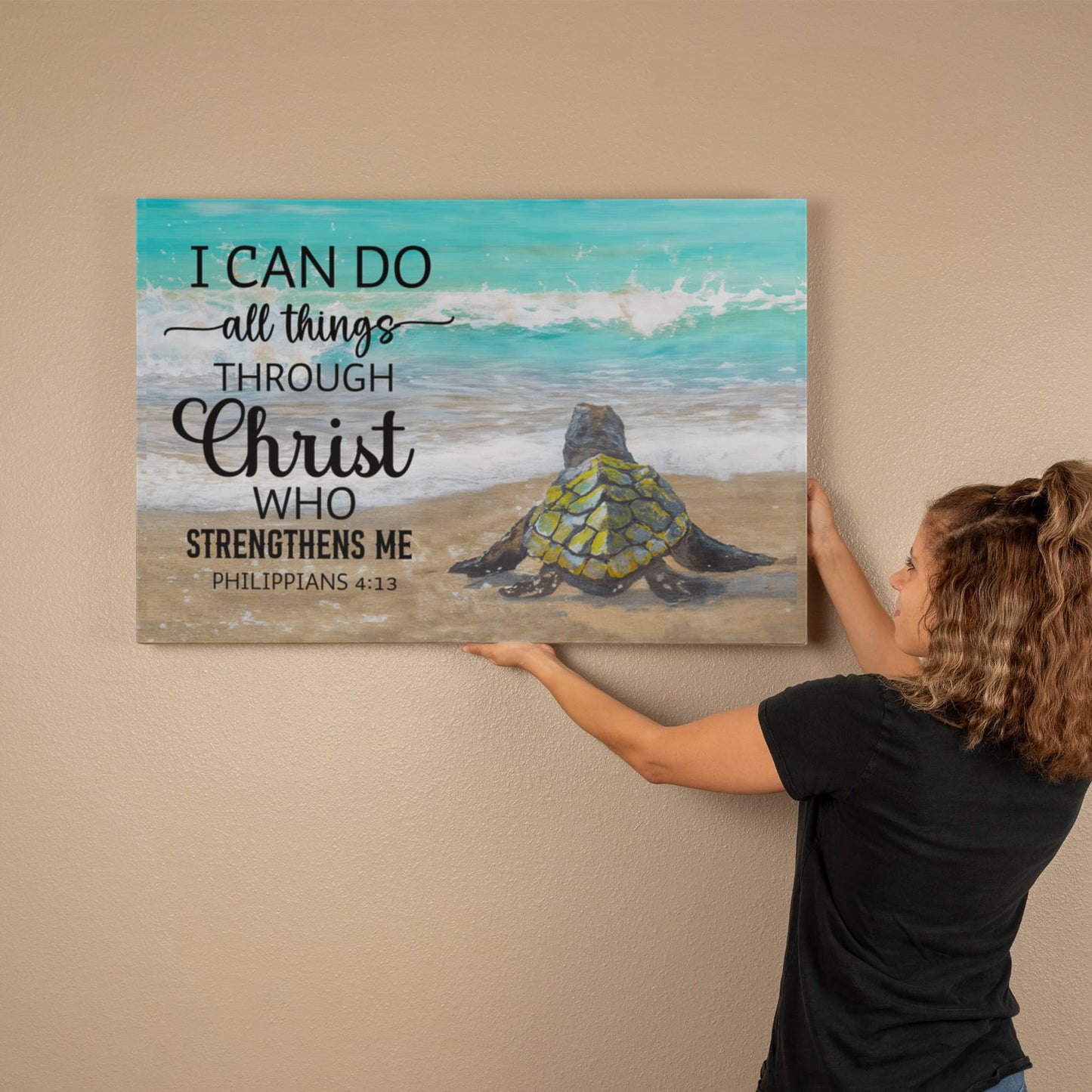 Scripture Walls Christ Strengthens Me Philippians 4:13 Christian Wall Art Print Ready to Hang Unframed-Express Your Love Gifts