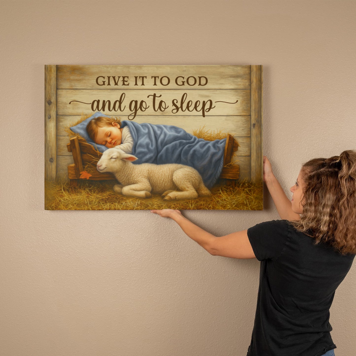 Give it to God and go to Sleep Motivation Wall Decor for Home Office Gym Inspiring Success Quote Print Ready to Hang-Express Your Love Gifts