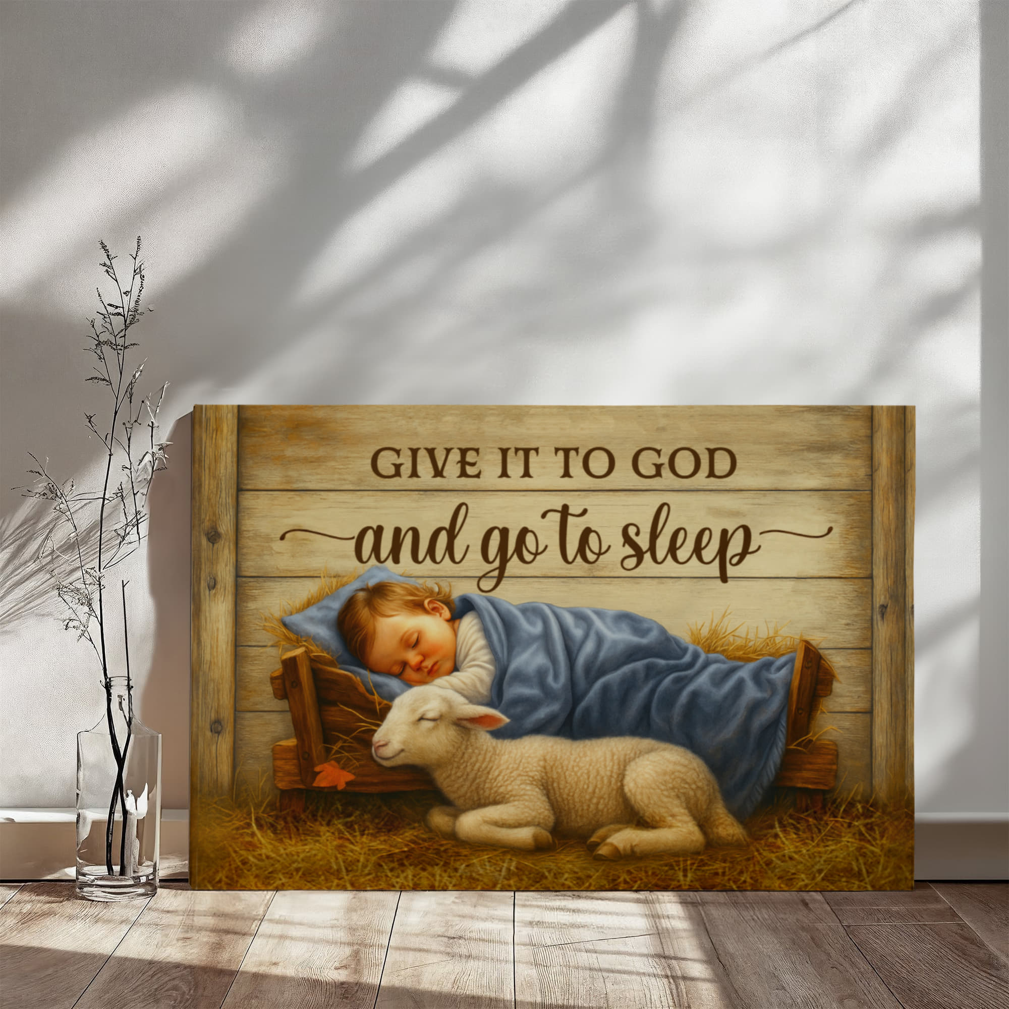 Give it to God and go to Sleep Motivation Wall Decor for Home Office Gym Inspiring Success Quote Print Ready to Hang-Express Your Love Gifts