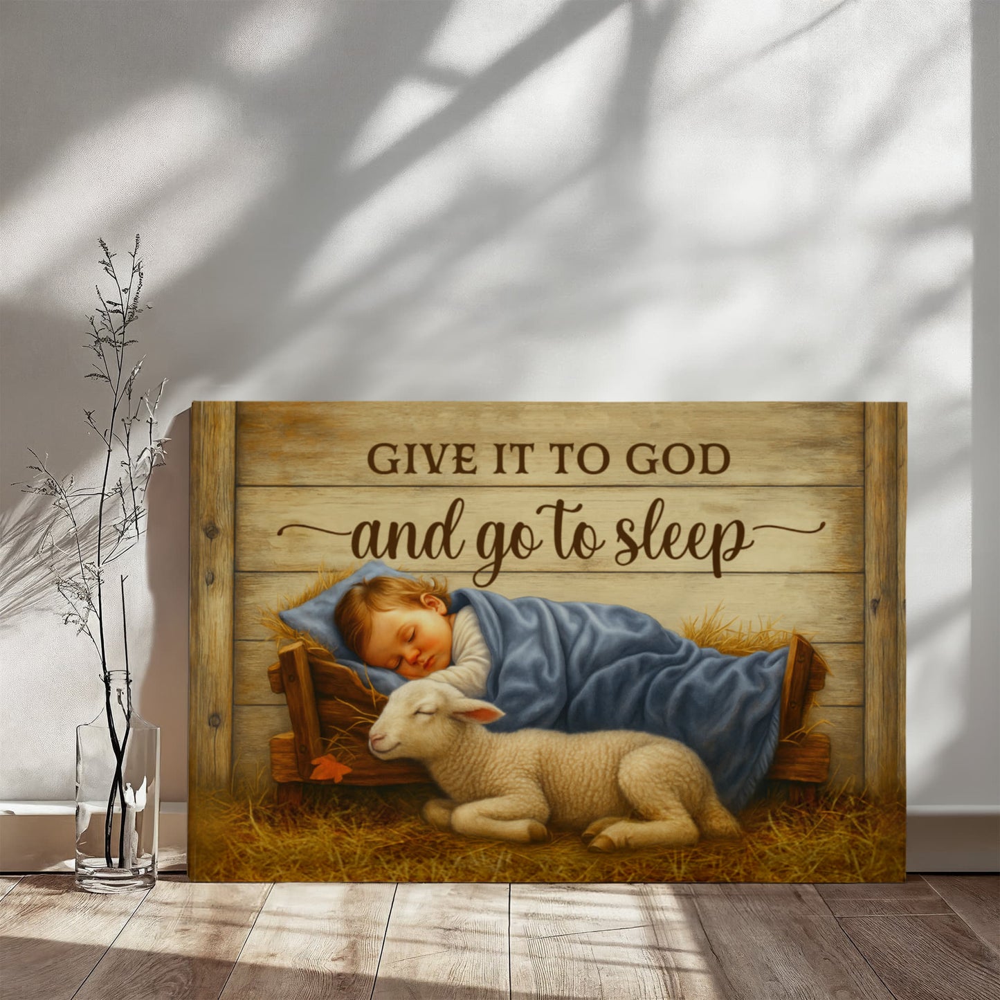 Give it to God and go to Sleep Motivation Wall Decor for Home Office Gym Inspiring Success Quote Print Ready to Hang-Express Your Love Gifts