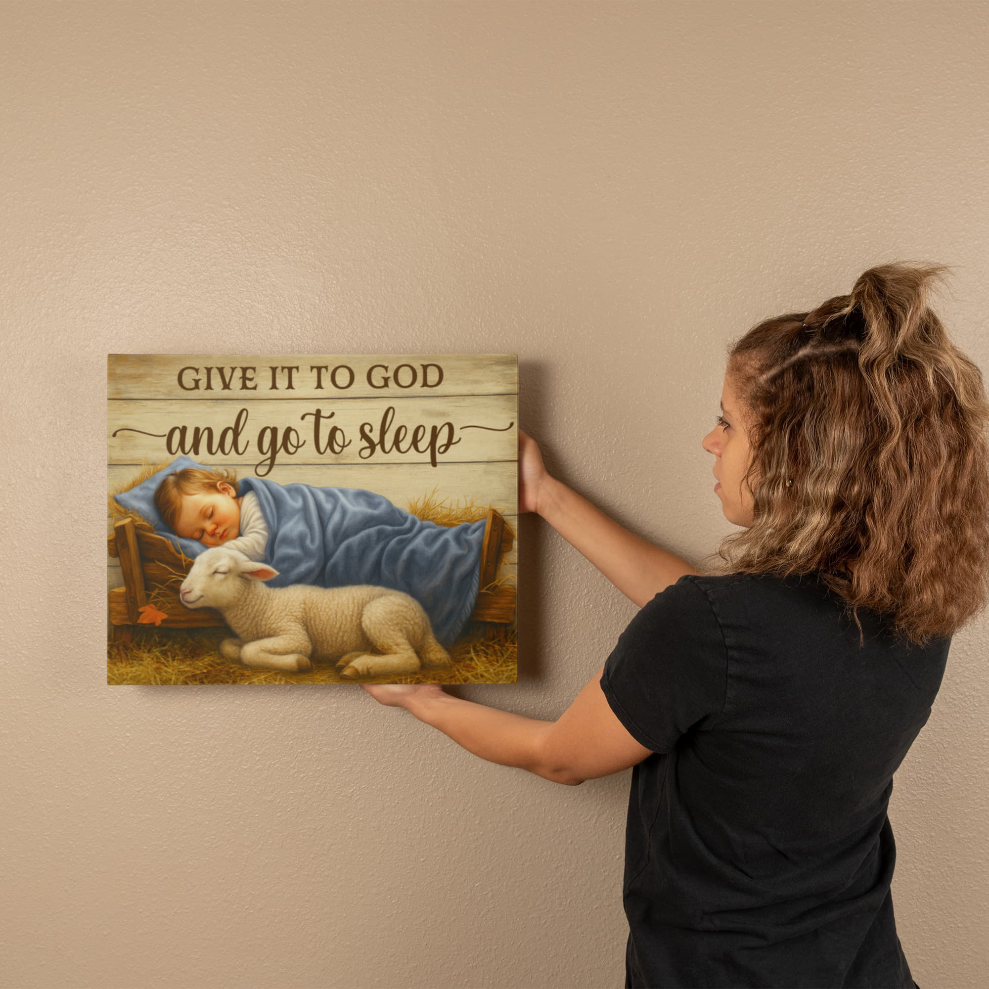Give it to God and go to Sleep Motivation Wall Decor for Home Office Gym Inspiring Success Quote Print Ready to Hang-Express Your Love Gifts