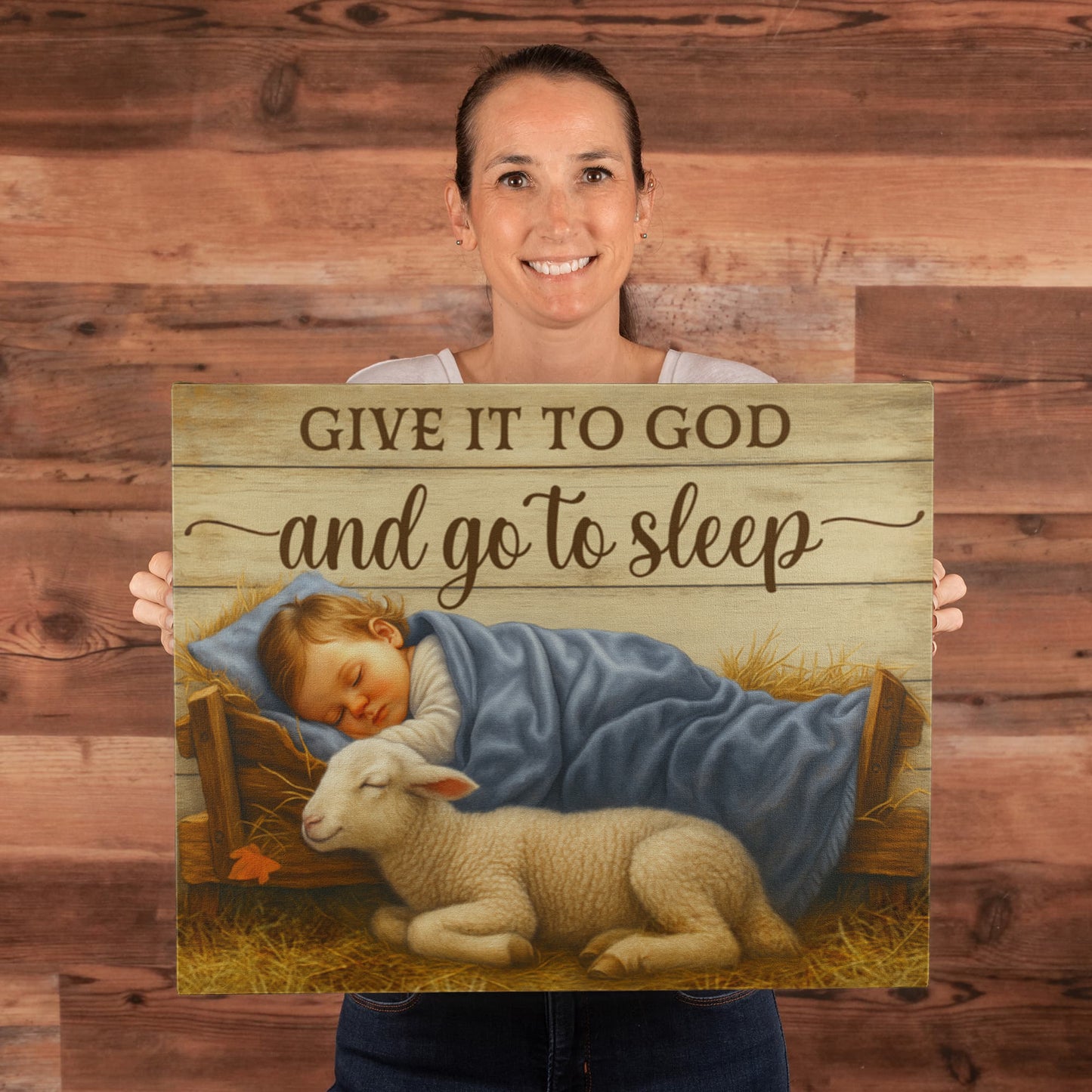 Give it to God and go to Sleep Motivation Wall Decor for Home Office Gym Inspiring Success Quote Print Ready to Hang-Express Your Love Gifts