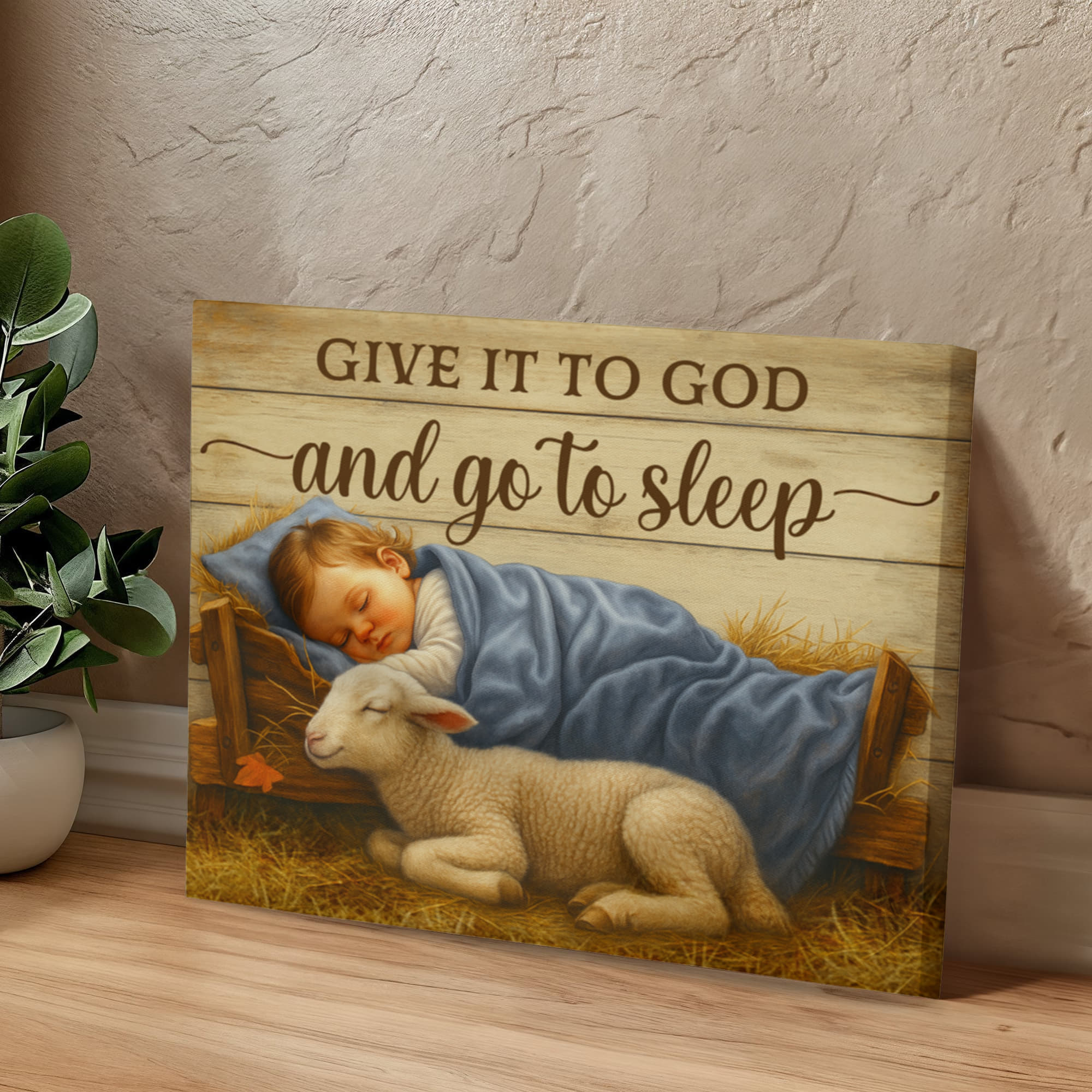 Give it to God and go to Sleep Motivation Wall Decor for Home Office Gym Inspiring Success Quote Print Ready to Hang-Express Your Love Gifts