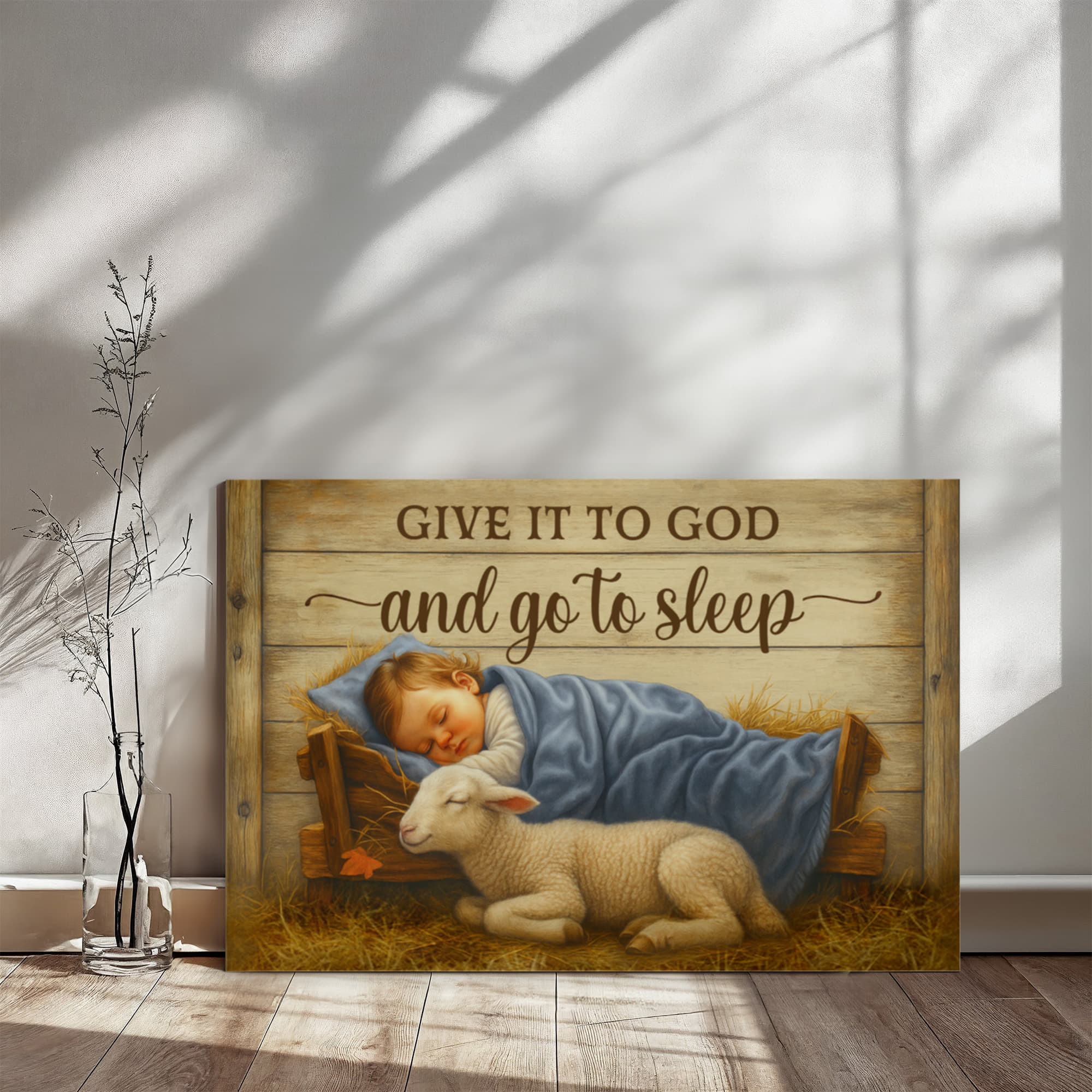 Give it to God and go to Sleep Motivation Wall Decor for Home Office Gym Inspiring Success Quote Print Ready to Hang-Express Your Love Gifts