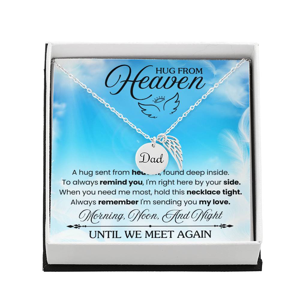 Until We Meet Again Remembrance Necklace for Dad Angel Wing Charm Stainless Steel or 18k Gold Finish-Express Your Love Gifts