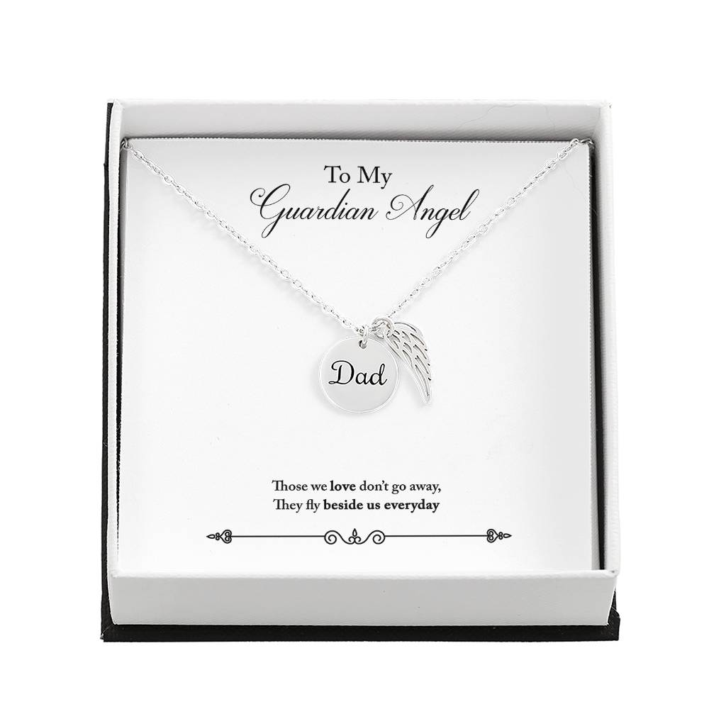 Guardian Angel Remembrance Remembrance Necklace for Dad Angel Wing Charm Stainless Steel or 18k Gold Finish-Express Your Love Gifts