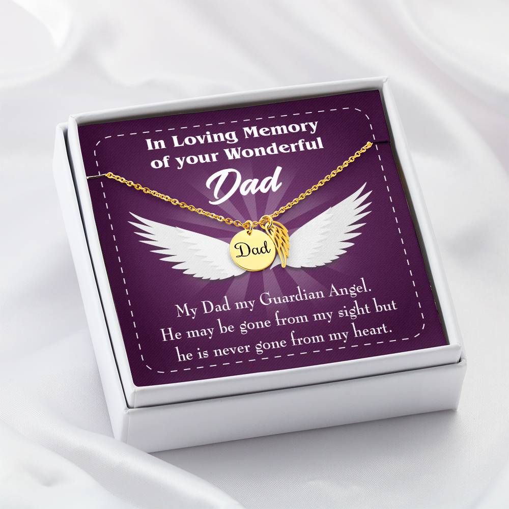 My Dad My Guardian Remembrance Necklace for Dad Angel Wing Charm Stainless Steel or 18k Gold Finish-Express Your Love Gifts