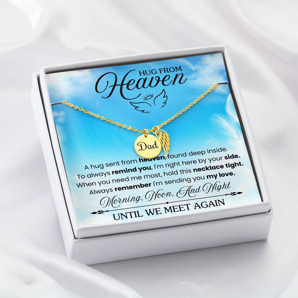 Until We Meet Again Remembrance Necklace for Dad Angel Wing Charm Stainless Steel or 18k Gold Finish-Express Your Love Gifts