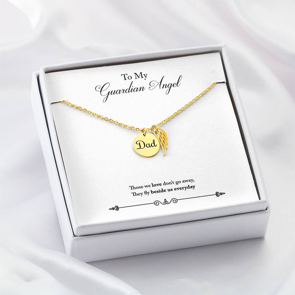 Guardian Angel Remembrance Remembrance Necklace for Dad Angel Wing Charm Stainless Steel or 18k Gold Finish-Express Your Love Gifts