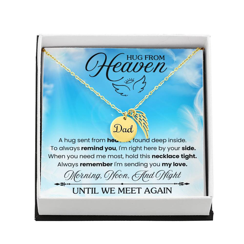 Until We Meet Again Remembrance Necklace for Dad Angel Wing Charm Stainless Steel or 18k Gold Finish-Express Your Love Gifts