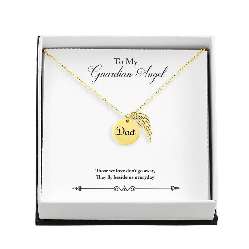Guardian Angel Remembrance Remembrance Necklace for Dad Angel Wing Charm Stainless Steel or 18k Gold Finish-Express Your Love Gifts