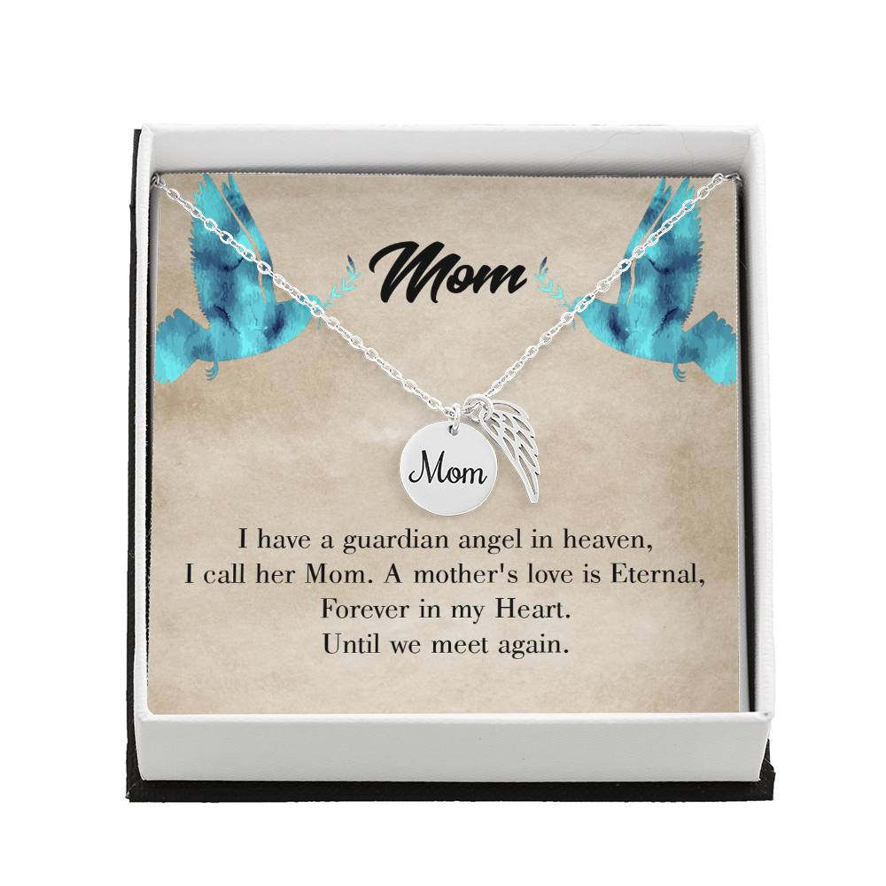 Mother'S Love Is Eternal Mom Remembrance Necklace Angel Wing Charm, Stainless Steel 18-22'' Chain-Express Your Love Gifts