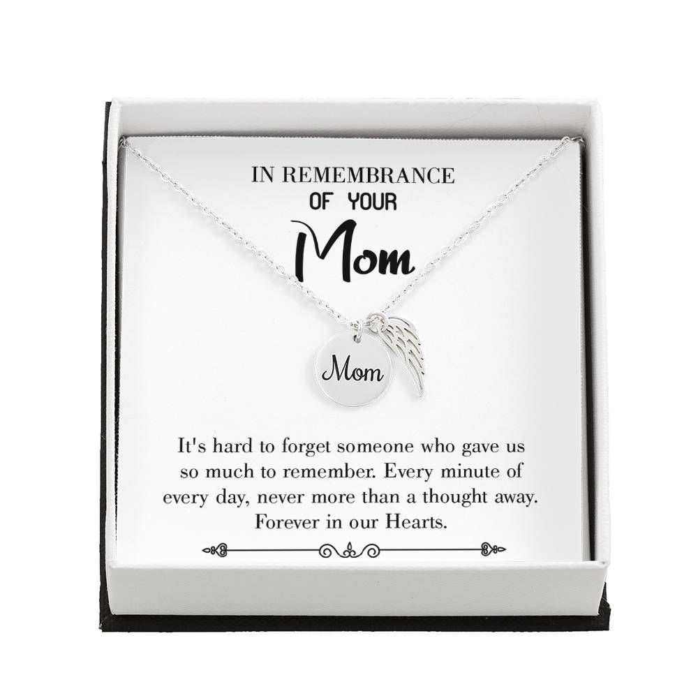 So Much To Remember White Mom Remembrance Necklace Angel Wing Charm, Stainless Steel 18-22'' Chain-Express Your Love Gifts