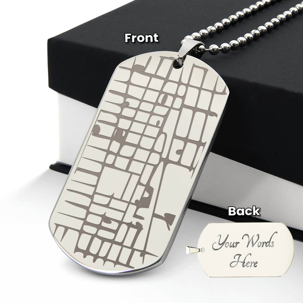 Engraved Dog Tag Map Necklace – Custom Location Stainless Steel Pendant-Express Your Love Gifts
