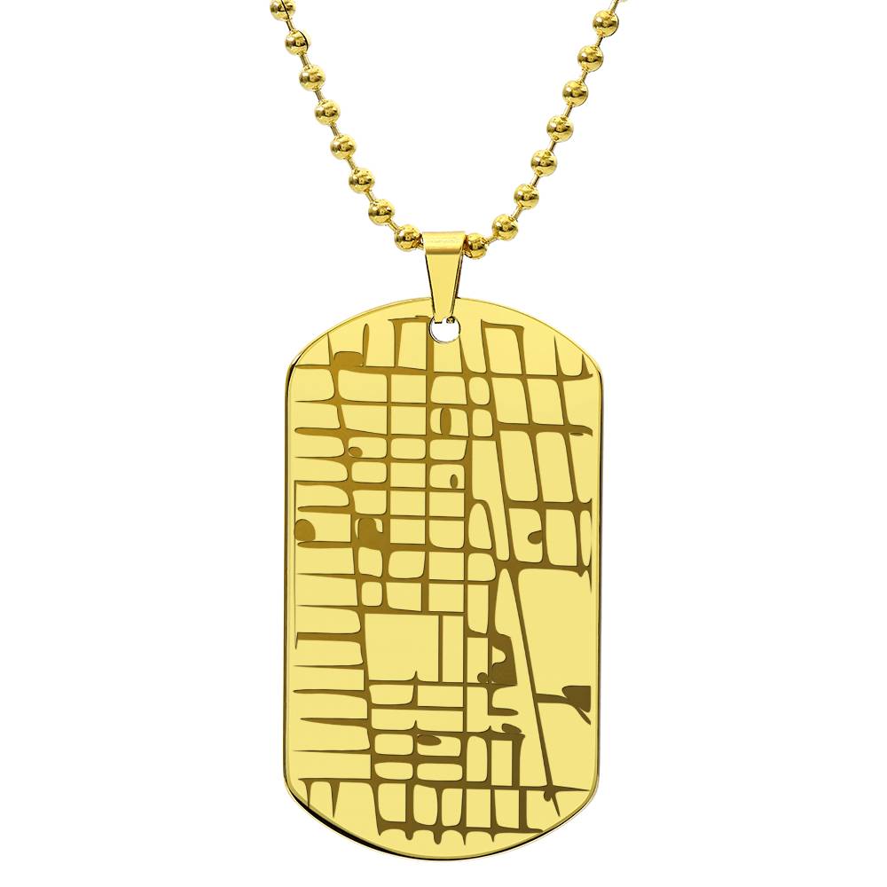 Engraved Dog Tag Map Necklace – Custom Location Stainless Steel Pendant-Express Your Love Gifts