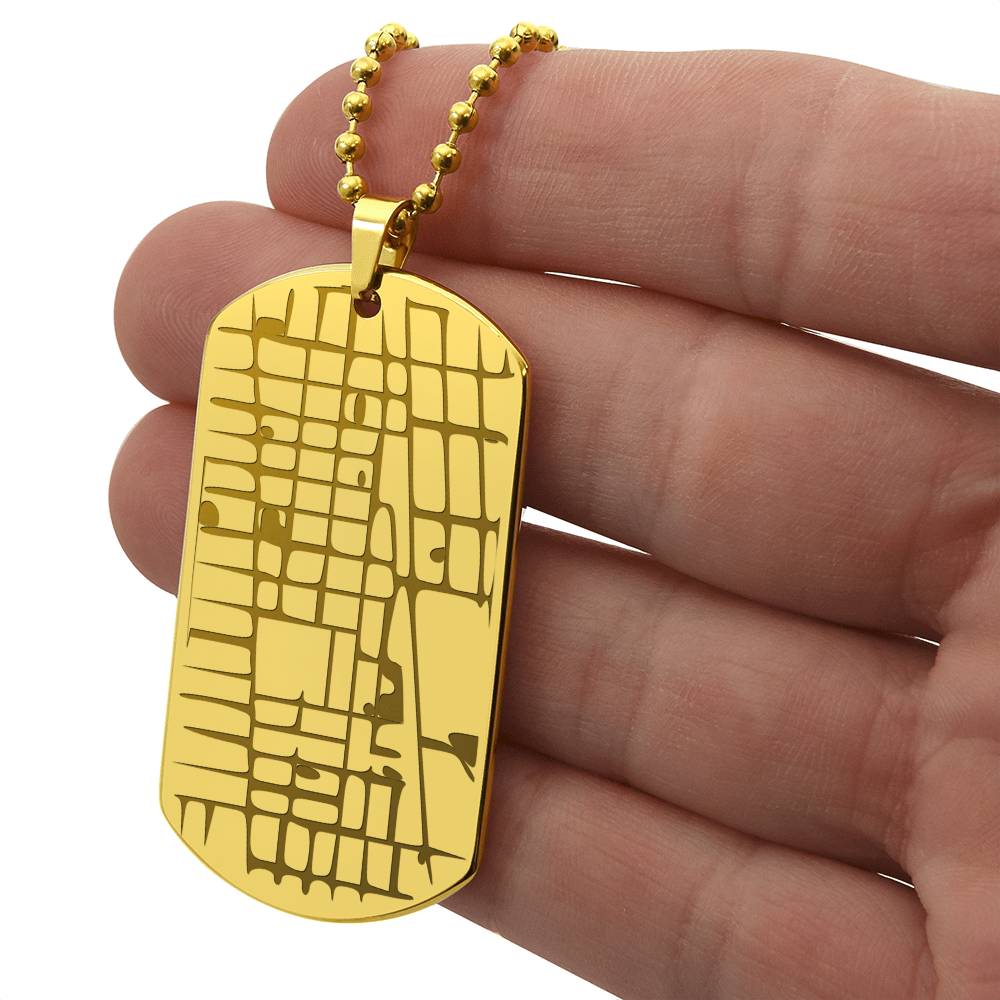 Engraved Dog Tag Map Necklace – Custom Location Stainless Steel Pendant-Express Your Love Gifts