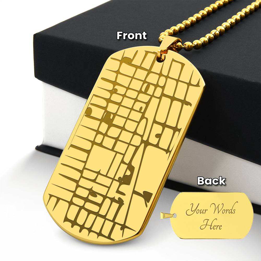 Engraved Dog Tag Map Necklace – Custom Location Stainless Steel Pendant-Express Your Love Gifts