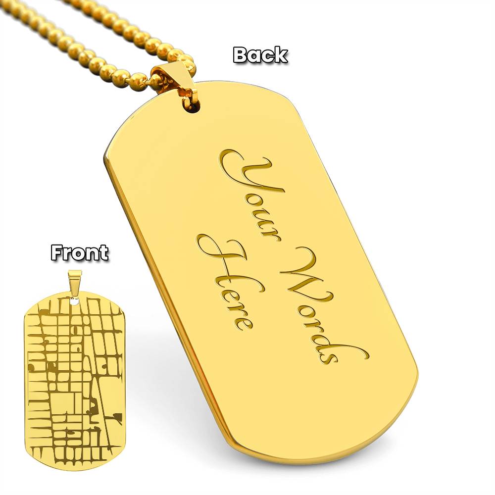 Engraved Dog Tag Map Necklace – Custom Location Stainless Steel Pendant-Express Your Love Gifts