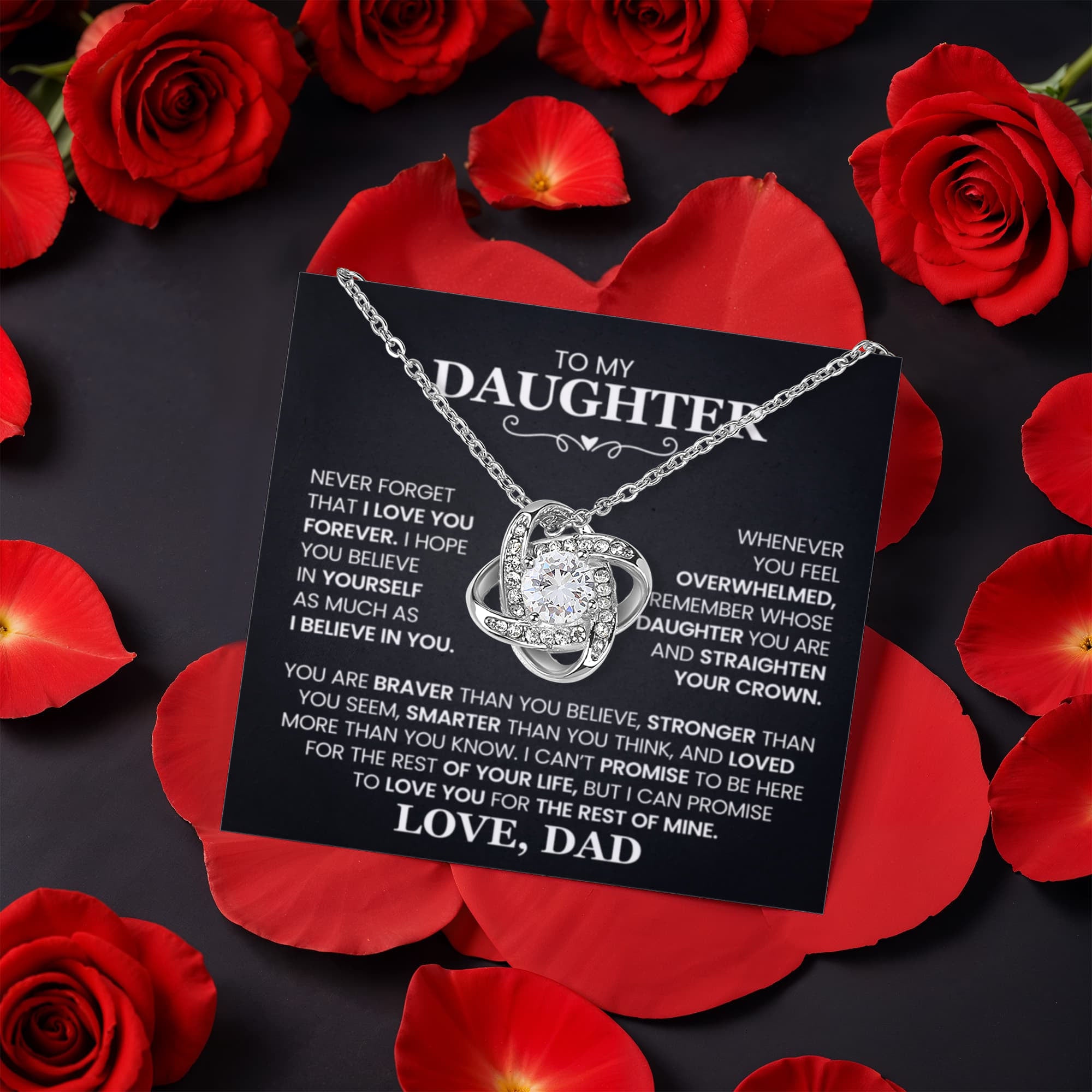 To Daughter From Dad I Believe in You Love Knot with Rotating Rose Box-Express Your Love Gifts