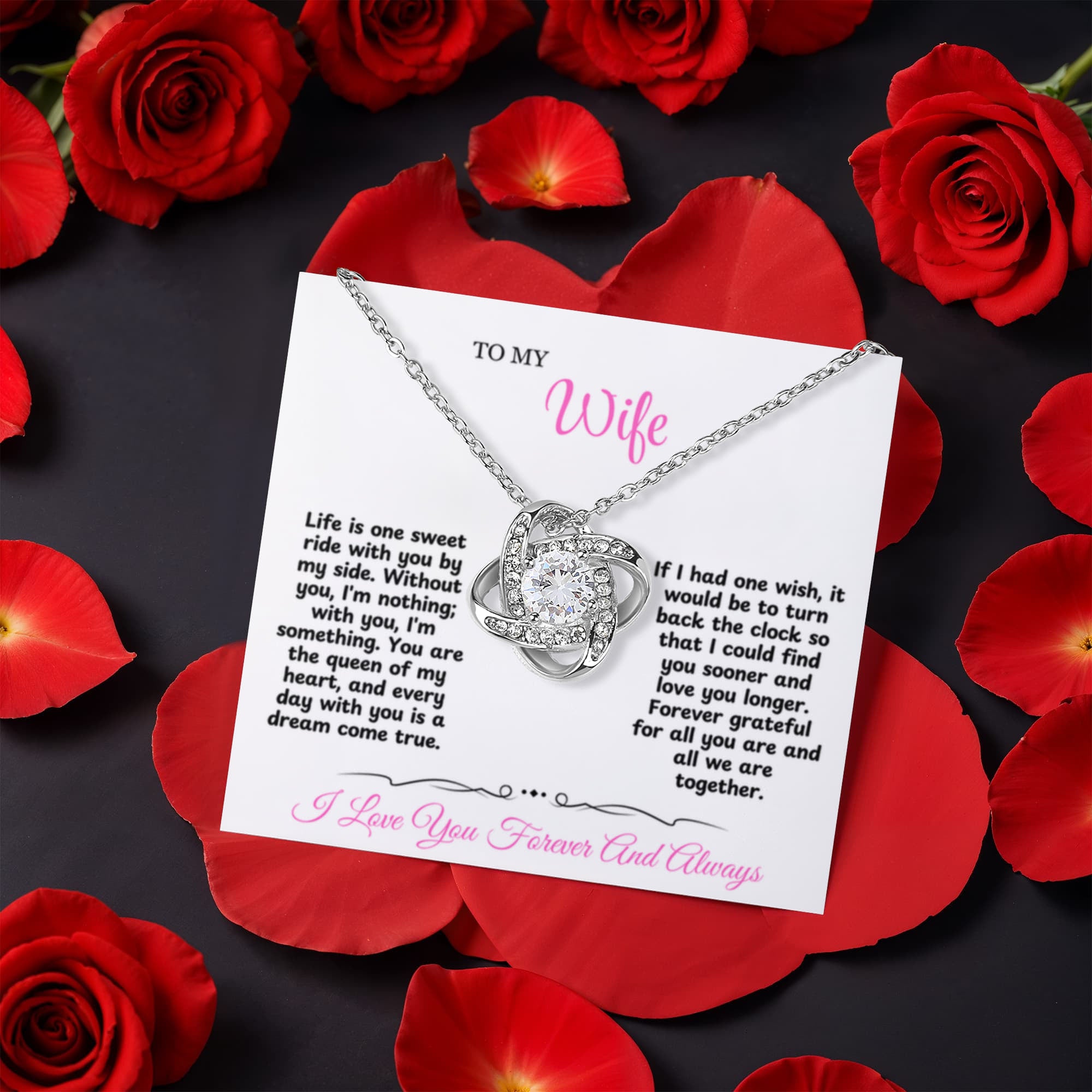 To My Wife Life is One Sweet Ride Love Knot with Rotating Rose Box-Express Your Love Gifts