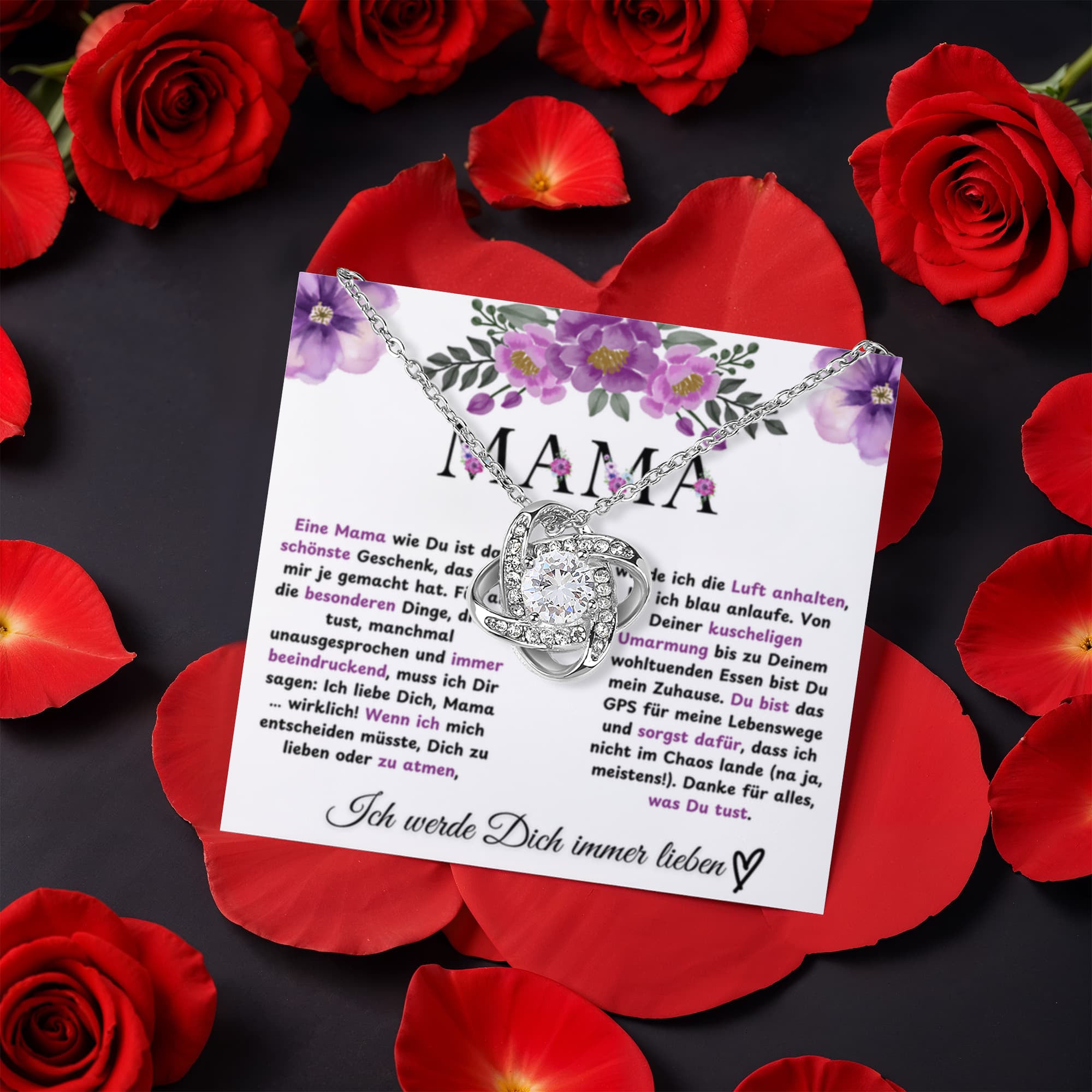 To Mom From Daughter A Mom Like You in German Love Knot with Rotating Rose Box-Express Your Love Gifts