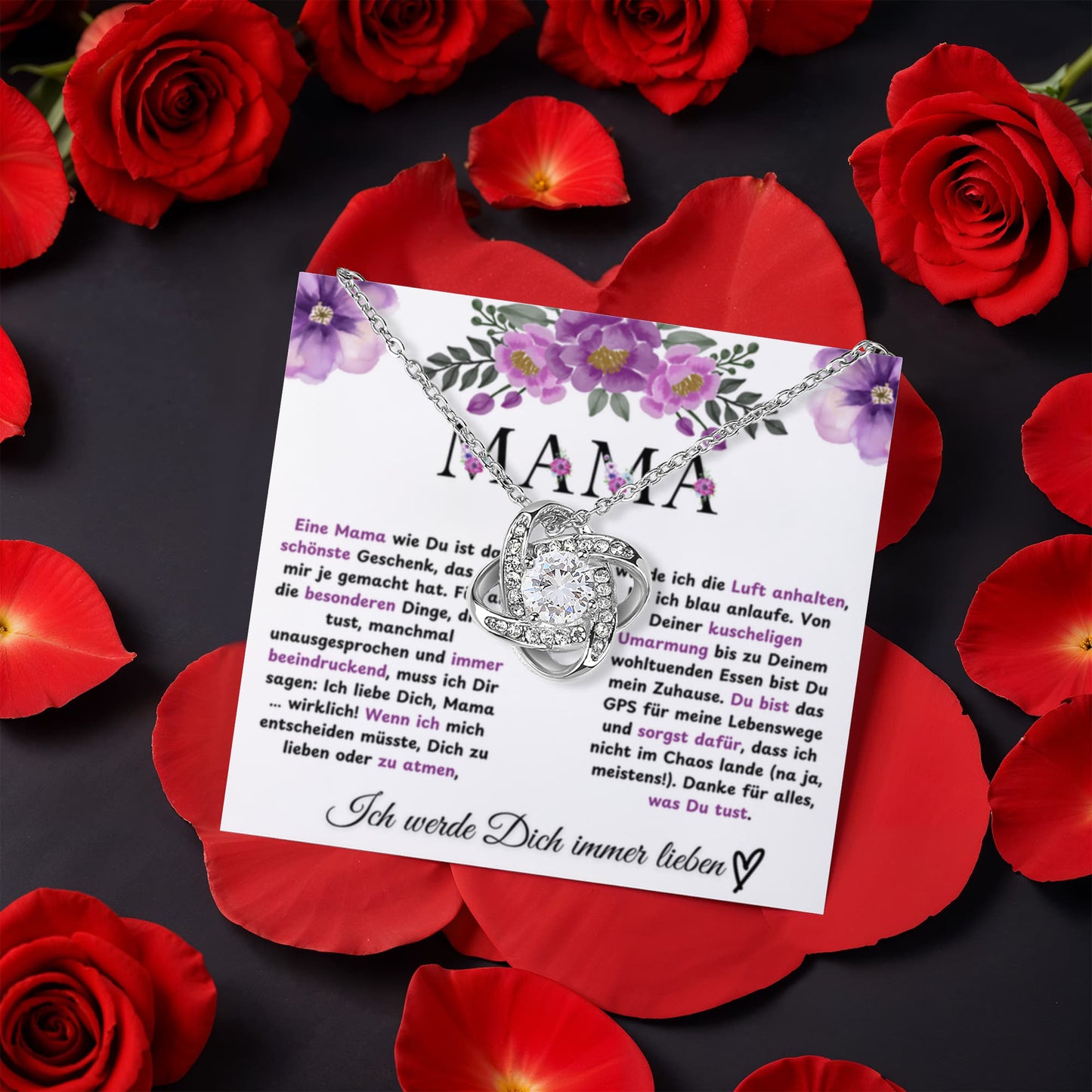 To Mom From Daughter A Mom Like You in German Love Knot with Rotating Rose Box-Express Your Love Gifts