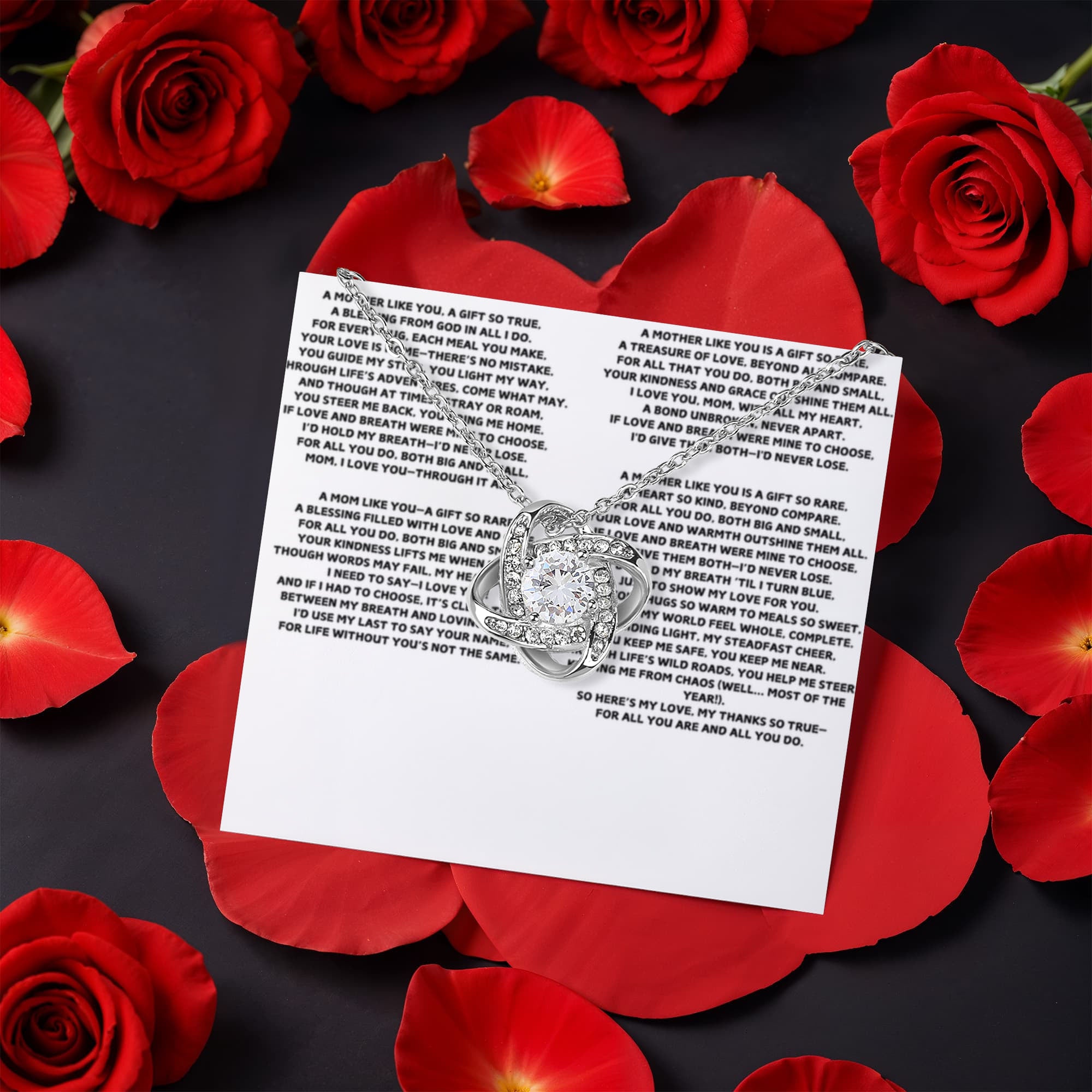 To My Mother A Mother Like You Love Knot with Rotating Rose Box-Express Your Love Gifts