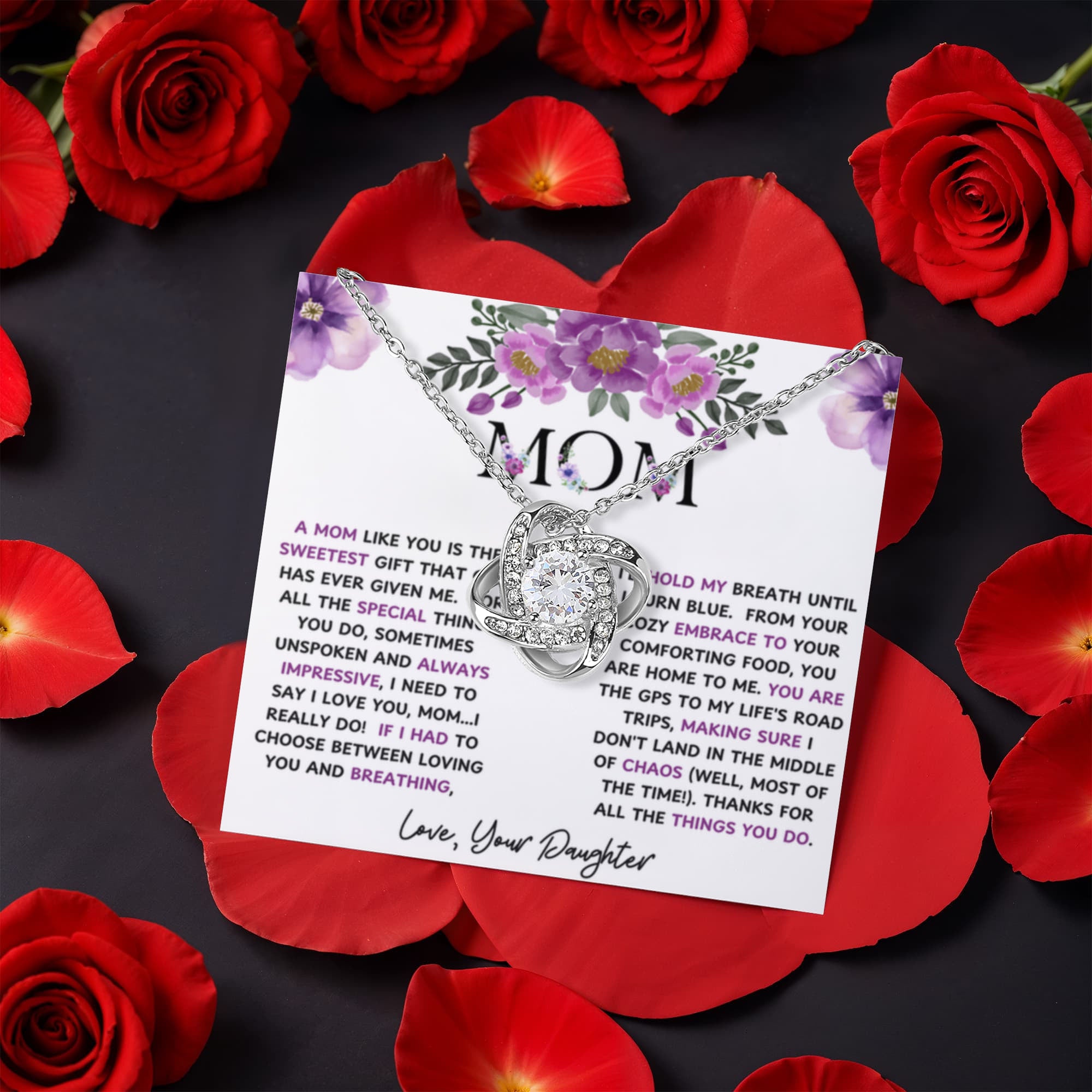 To Mom From Daughter A Mom Like You Love Knot with Rotating Rose Box-Express Your Love Gifts