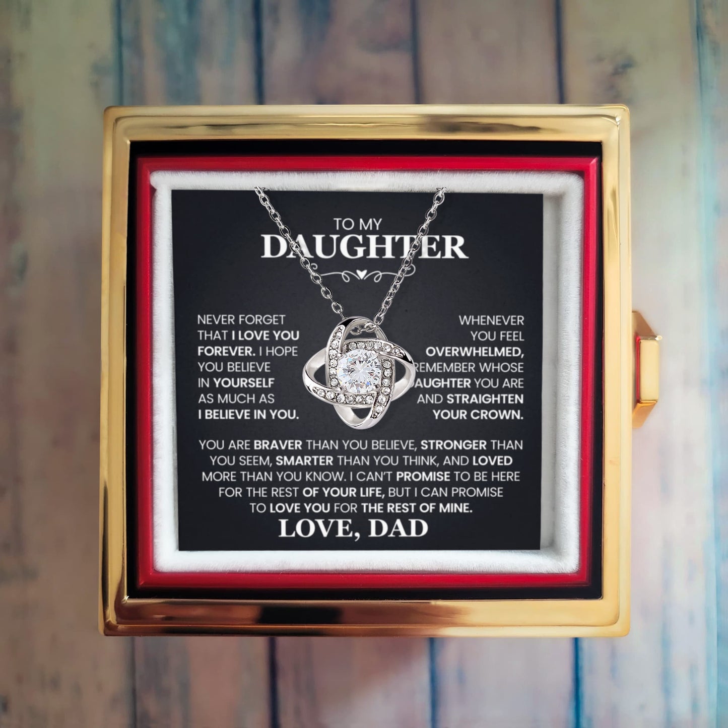 To Daughter From Dad I Believe in You Love Knot with Rotating Rose Box-Express Your Love Gifts