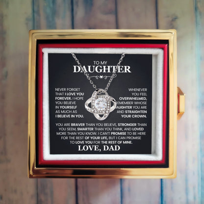 To Daughter From Dad I Believe in You Love Knot with Rotating Rose Box-Express Your Love Gifts