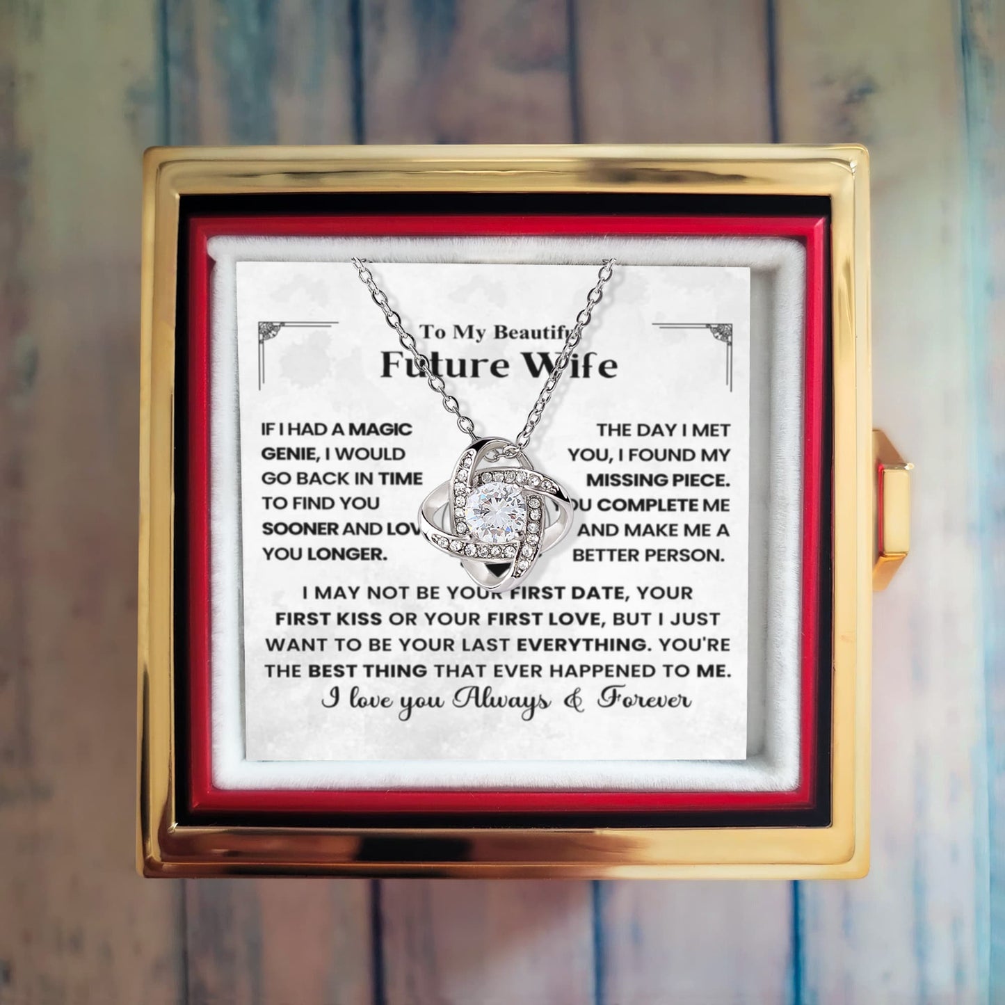 To My Future Wife First Date Love Knot with Rotating Rose Box-Express Your Love Gifts