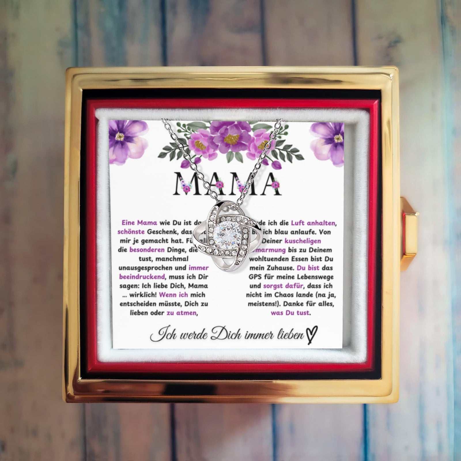 To Mom From Daughter A Mom Like You in German Love Knot with Rotating Rose Box-Express Your Love Gifts