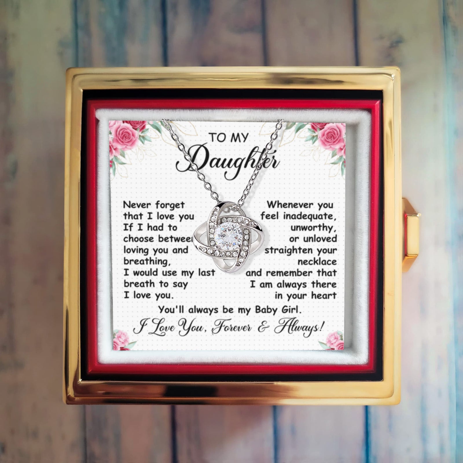 To Mother Never Forget Love Knot with Rotating Rose Box-Express Your Love Gifts