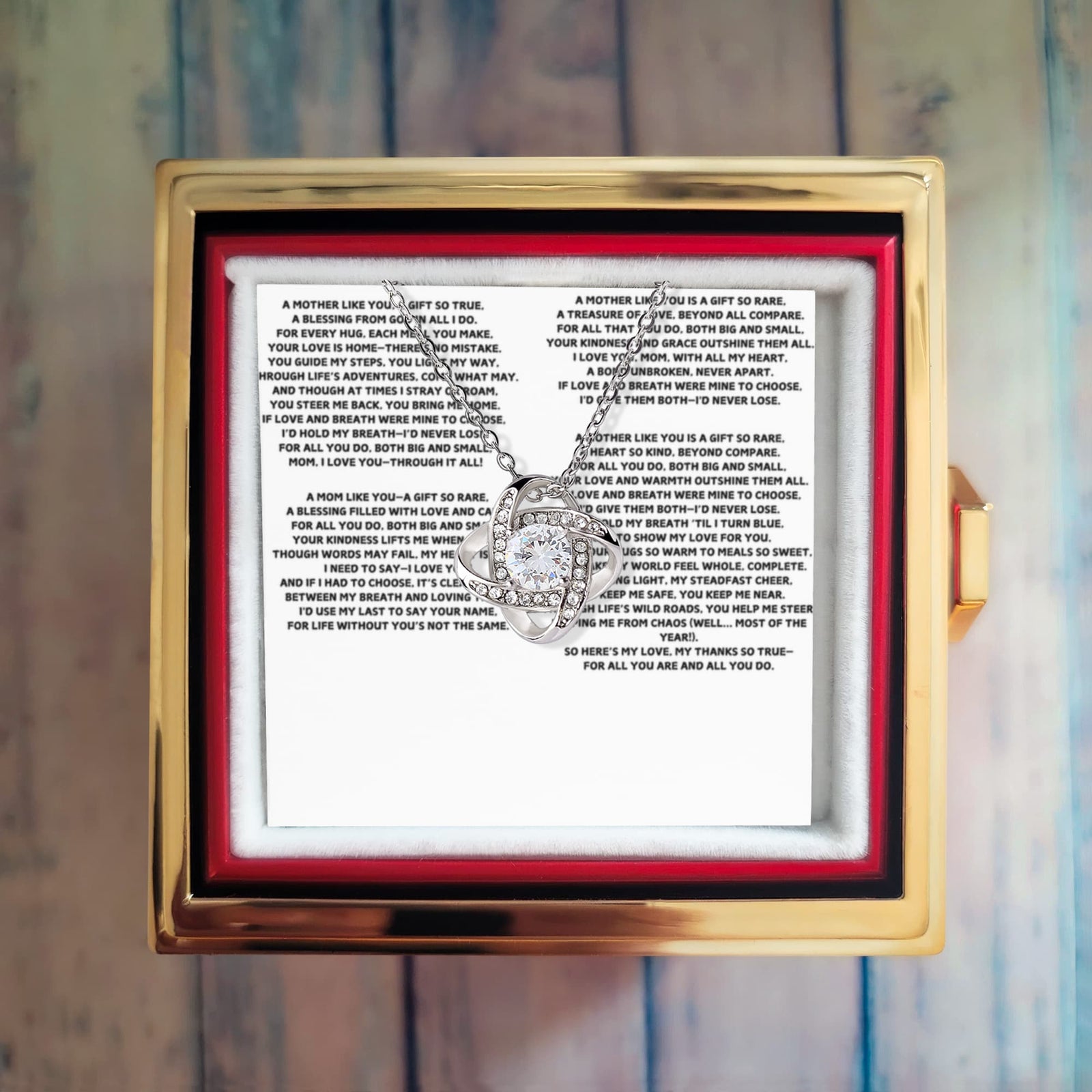 To My Mother A Mother Like You Love Knot with Rotating Rose Box-Express Your Love Gifts