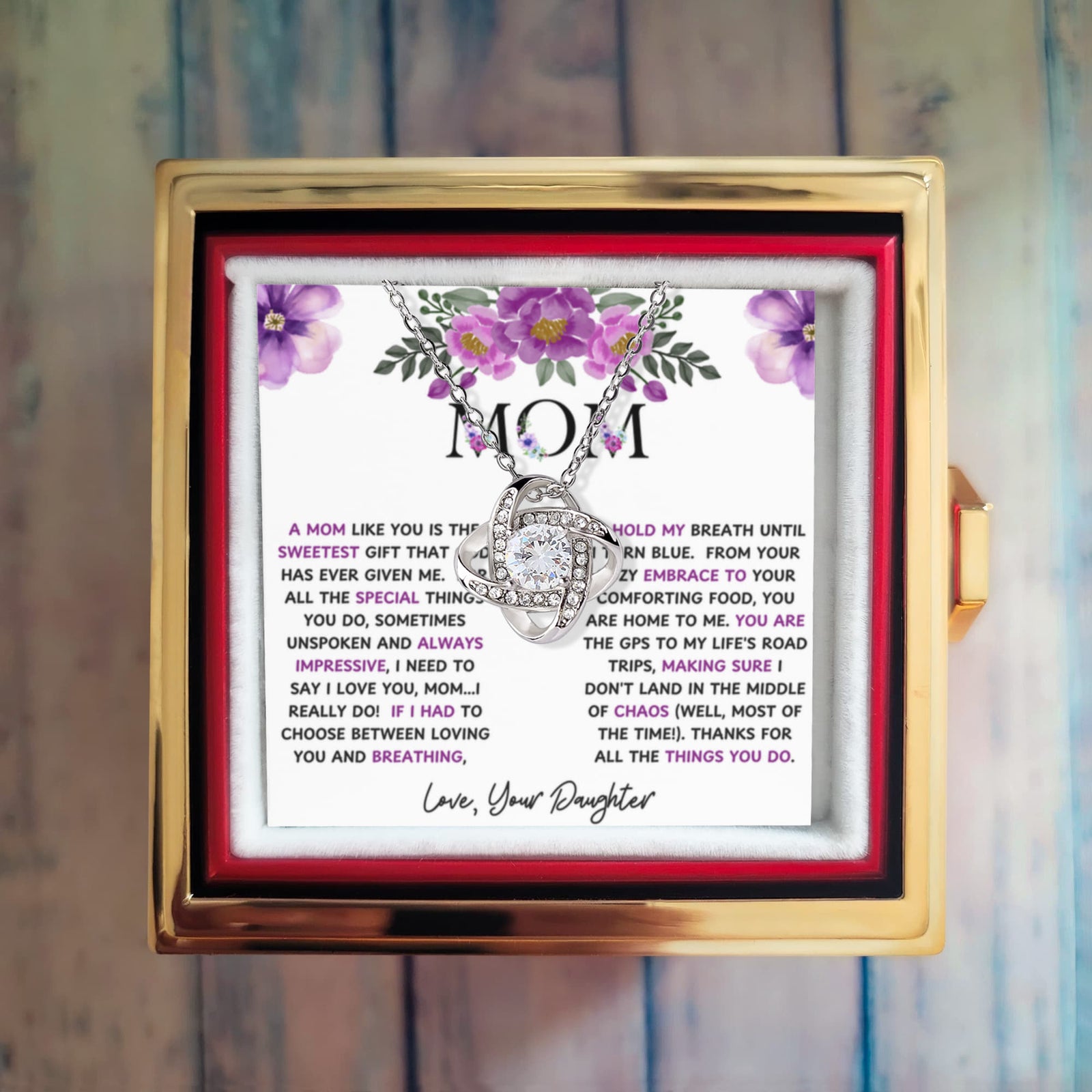 To Mom From Daughter A Mom Like You Love Knot with Rotating Rose Box-Express Your Love Gifts
