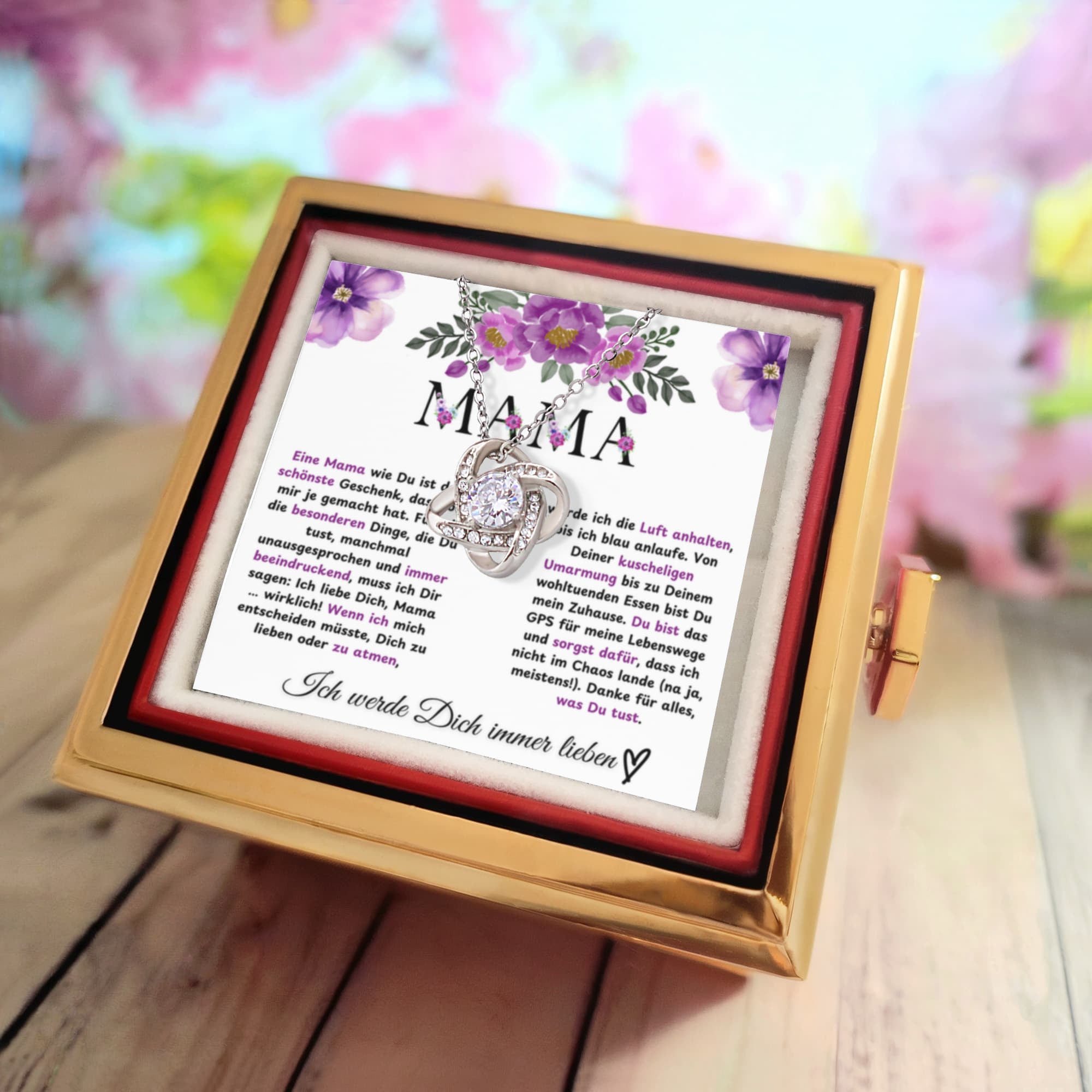 To Mom From Daughter A Mom Like You in German Love Knot with Rotating Rose Box-Express Your Love Gifts