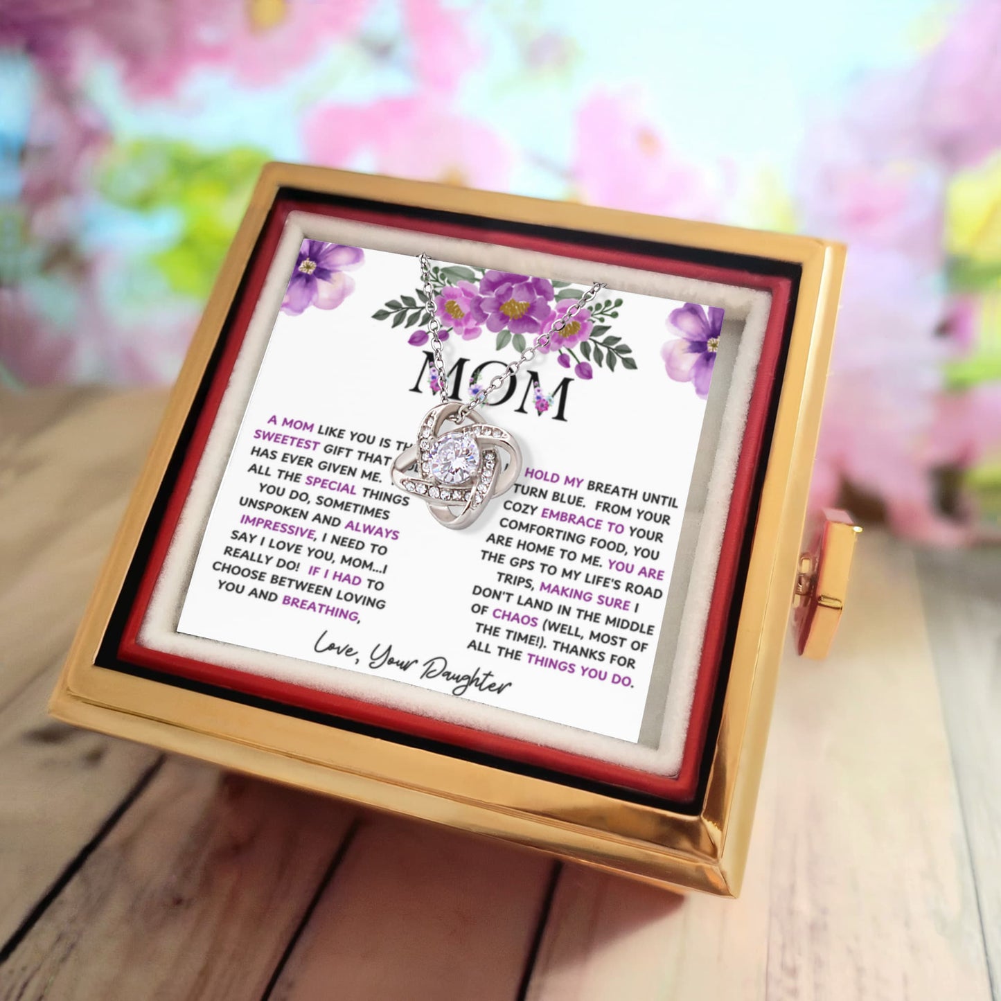 To Mom From Daughter A Mom Like You Love Knot with Rotating Rose Box-Express Your Love Gifts