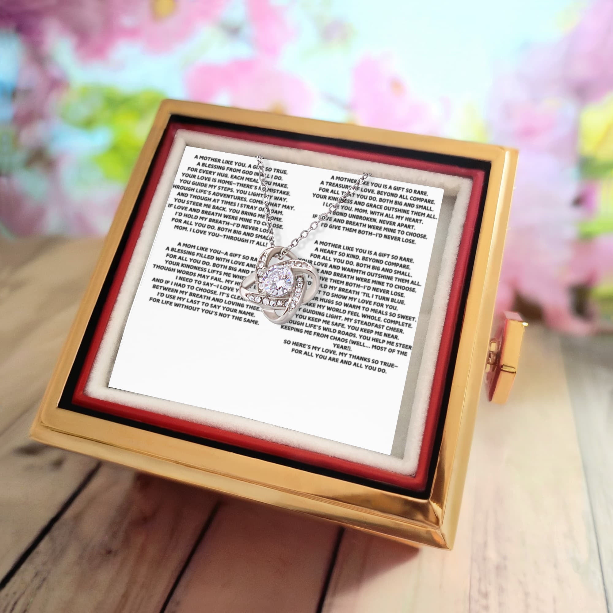 To My Mother A Mother Like You Love Knot with Rotating Rose Box-Express Your Love Gifts