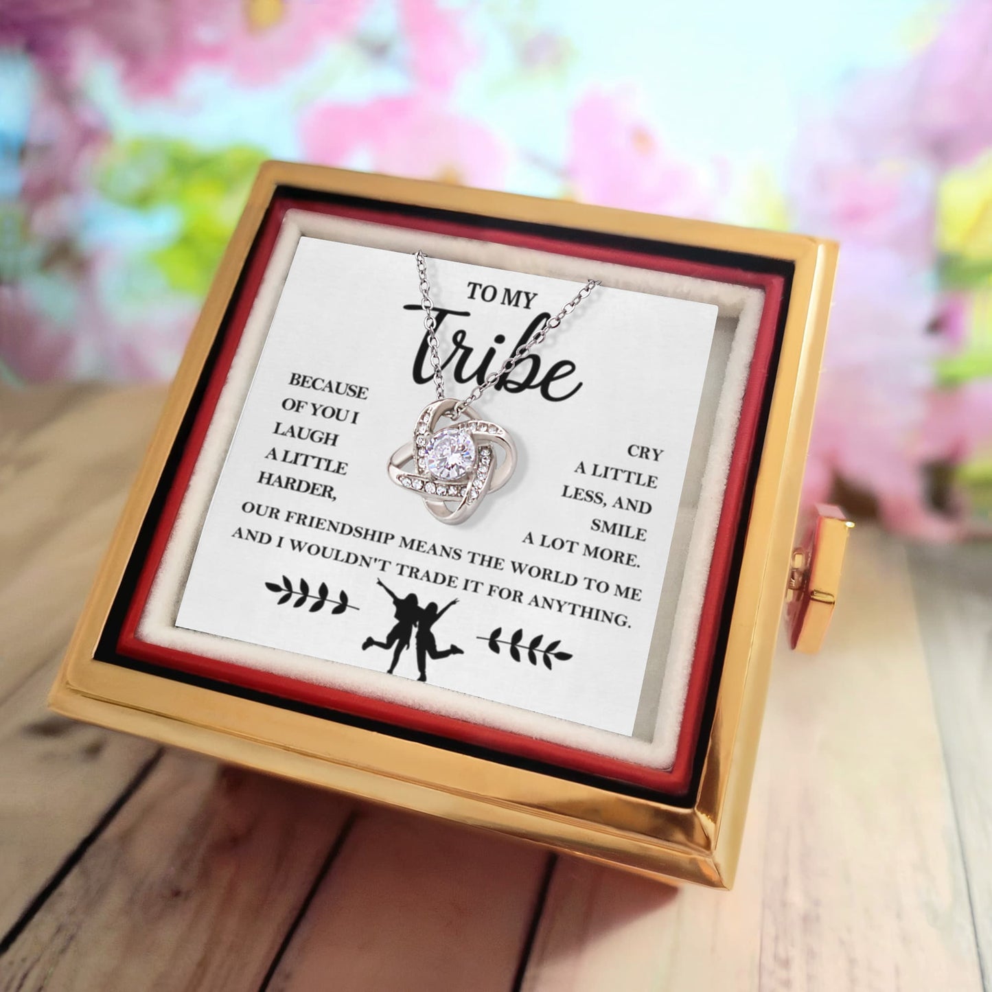 To My Tribe Love Knot with Rotating Rose Box-Express Your Love Gifts