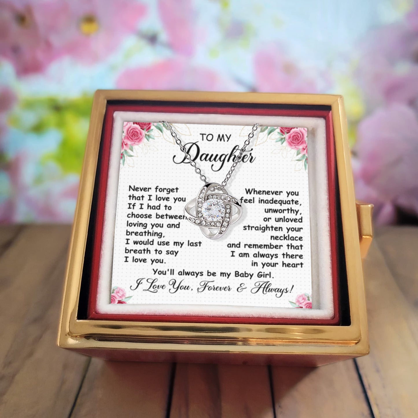 To Mother Never Forget Love Knot with Rotating Rose Box-Express Your Love Gifts