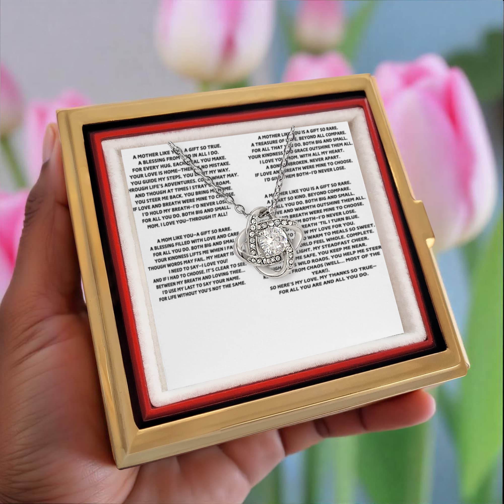 To My Mother A Mother Like You Love Knot with Rotating Rose Box-Express Your Love Gifts