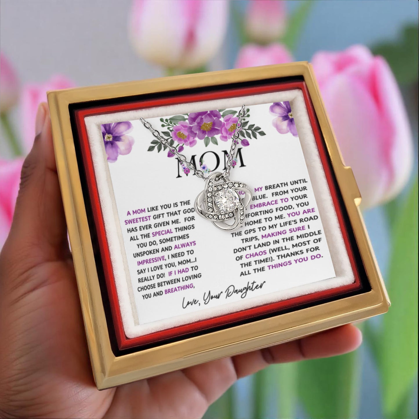 To Mom From Daughter A Mom Like You Love Knot with Rotating Rose Box-Express Your Love Gifts