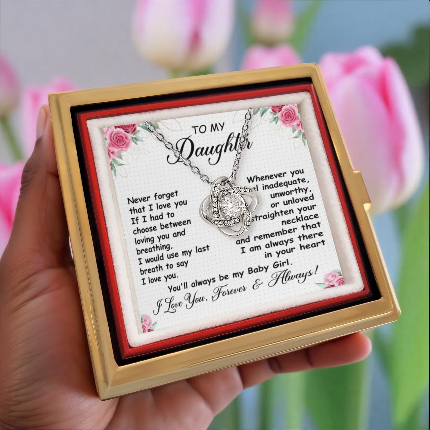 To Mother Never Forget Love Knot with Rotating Rose Box-Express Your Love Gifts