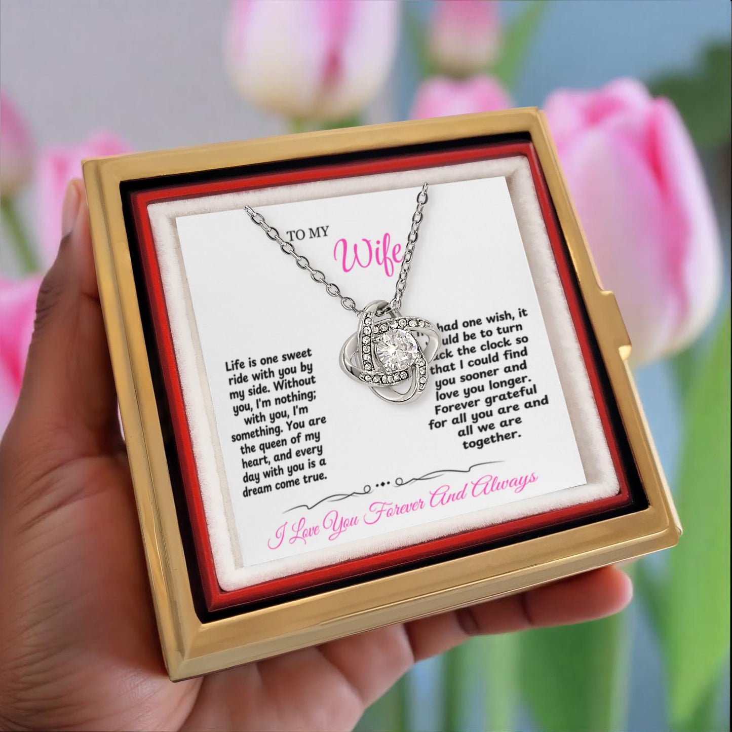To My Wife Life is One Sweet Ride Love Knot with Rotating Rose Box-Express Your Love Gifts