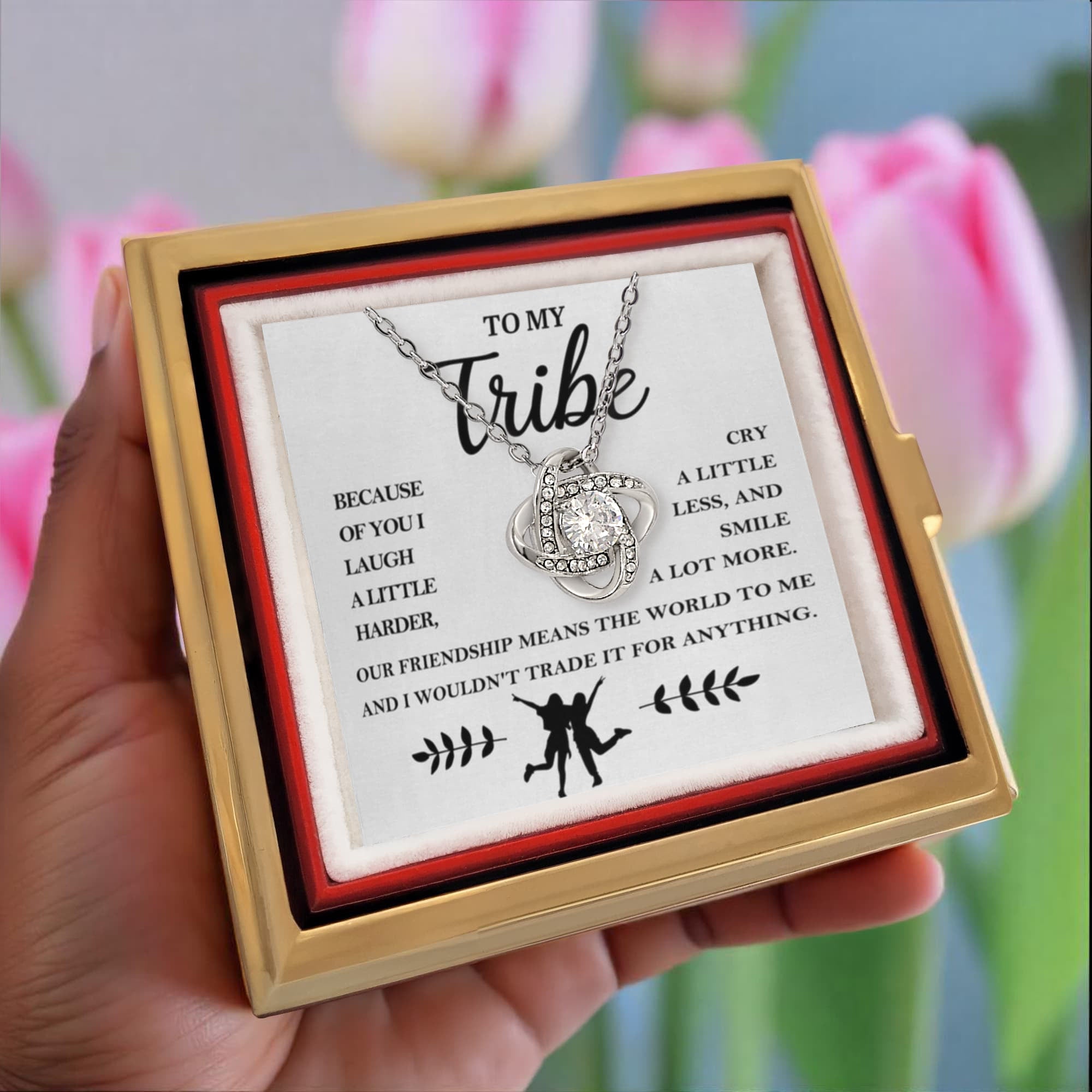 To My Tribe Love Knot with Rotating Rose Box-Express Your Love Gifts